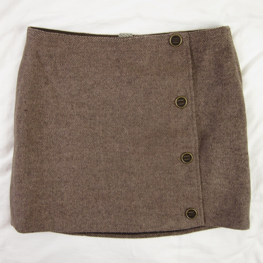 Prana Wool Blend Wrap Nicky Skirt Size 2 Brown